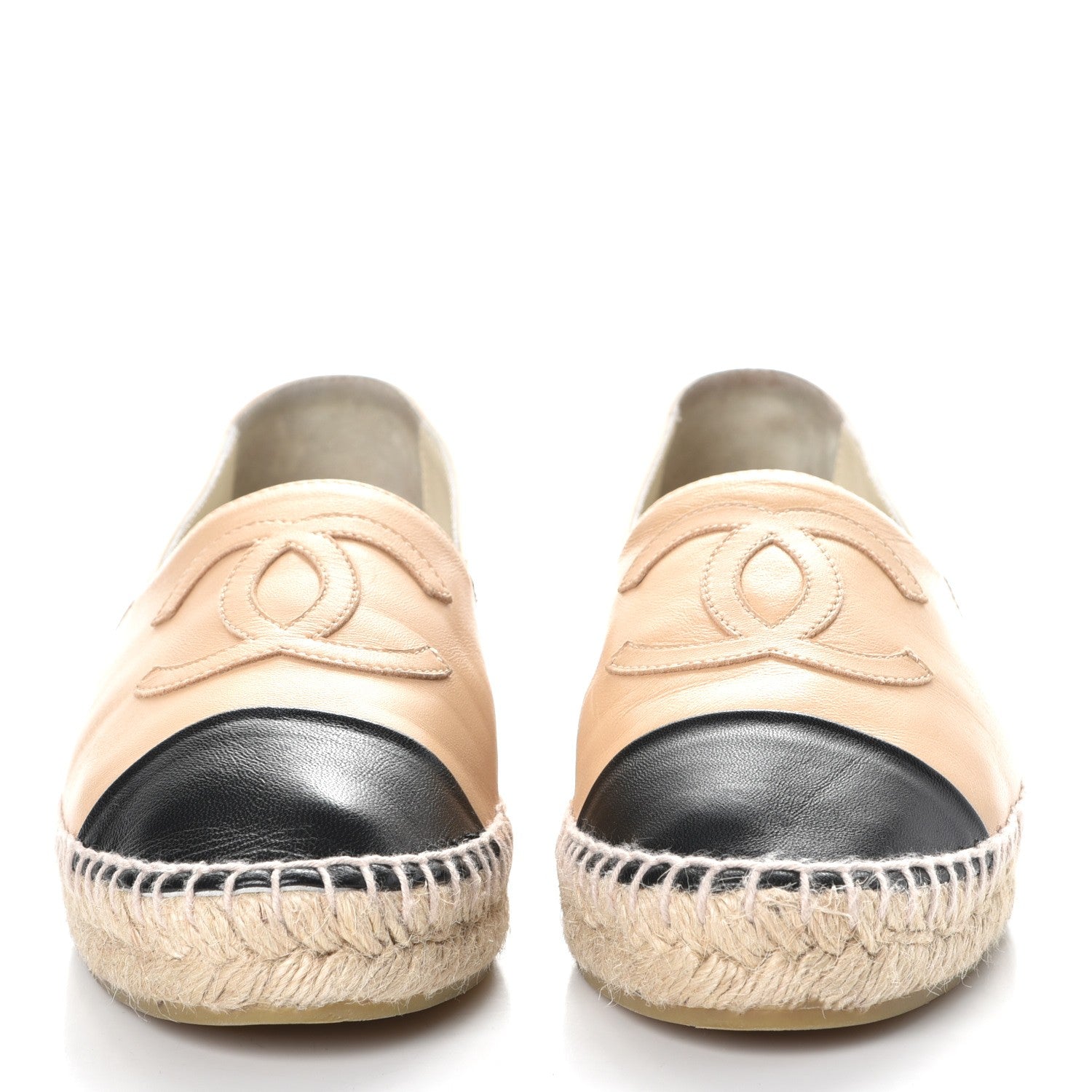Chanel Lambskin CC Espadrilles 36 Beige Black 2 of 11