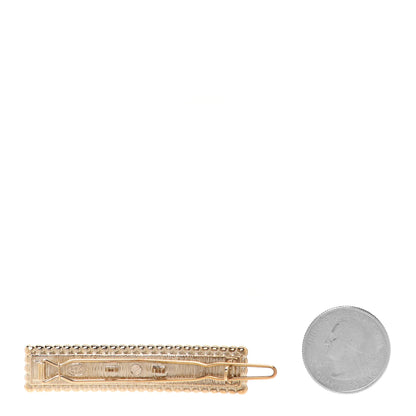 Chanel Crystal Pearl CC Hair Clip Gold 2 of 4
