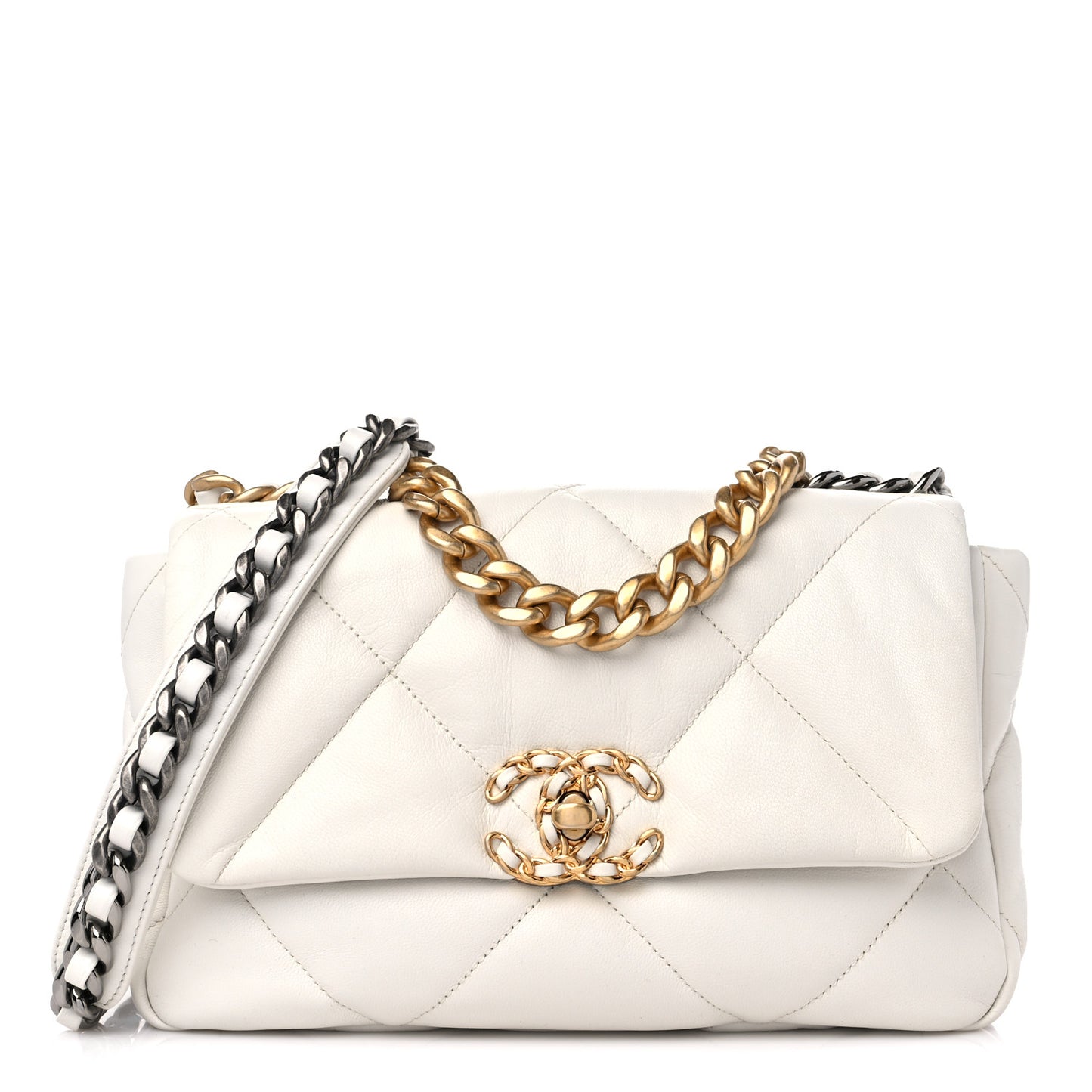 Lambskin Quilted Medium Chanel 19 Flap White
