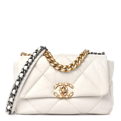 Chanel Lambskin Quilted Medium Chanel 19 Flap White 1 of 10