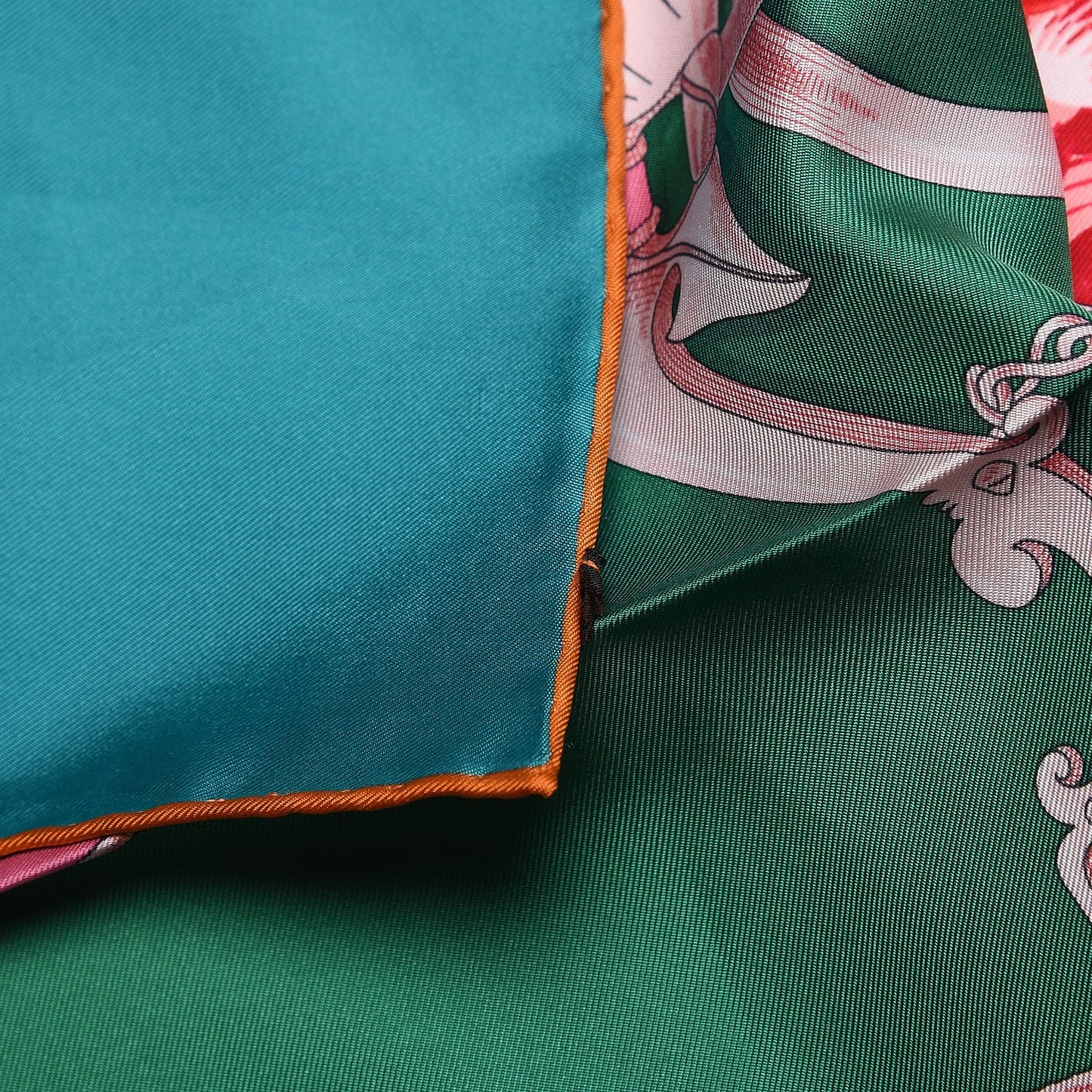 Silk Plumets du Roy Scarf 90 Vert Rose Blanc