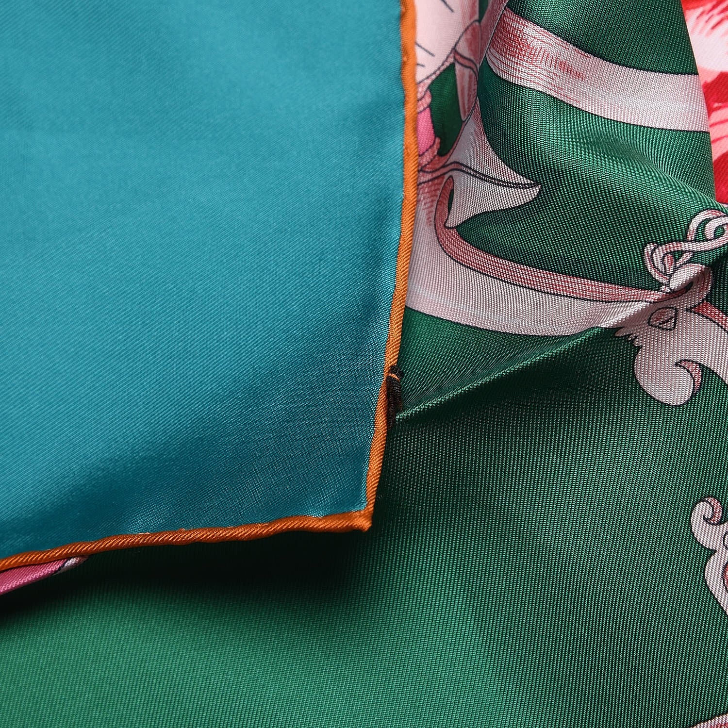 Hermes Silk Plumets du Roy Scarf 90 Vert Rose Blanc 6 of 8