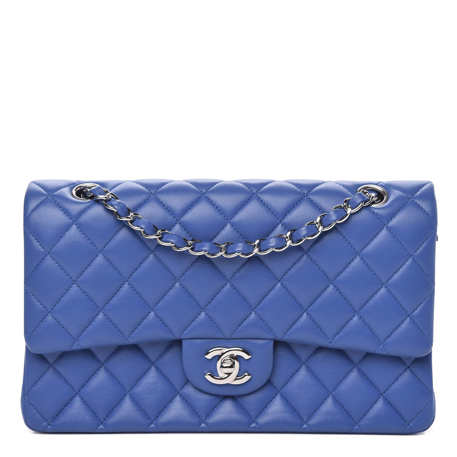 Chanel Lambskin Quilted Medium Double Flap Blue 1 of 14