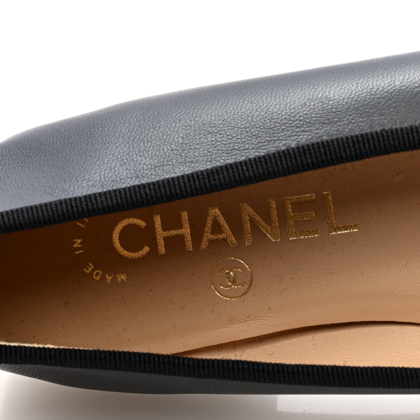Lambskin Patent Cap Toe Ballerina Flats 37 Black