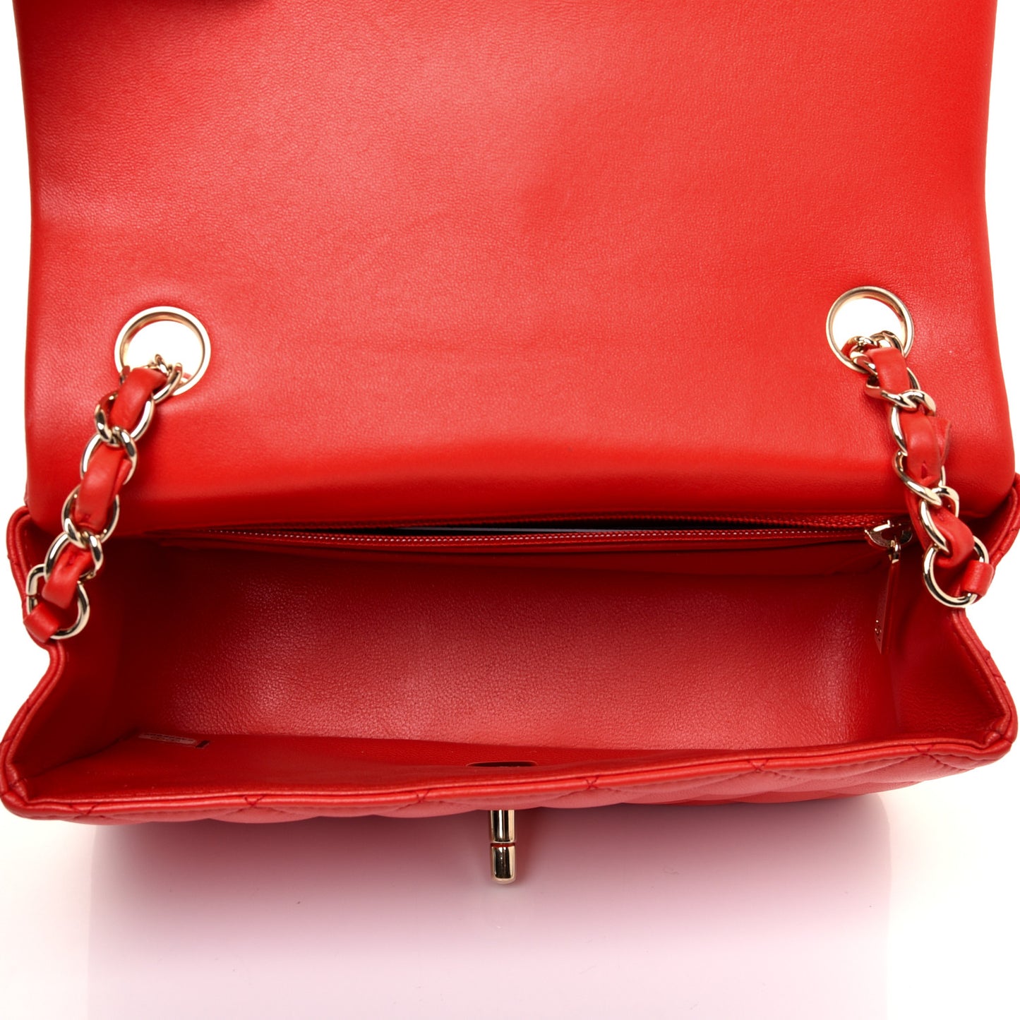 Lambskin Quilted Mini Rectangular Flap Red