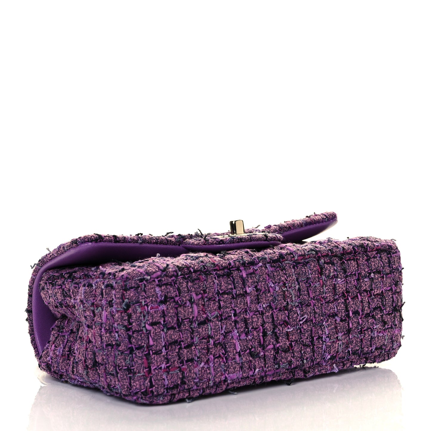 Tweed Quilted Mini Rectangular Flap Light Purple Pink Navy