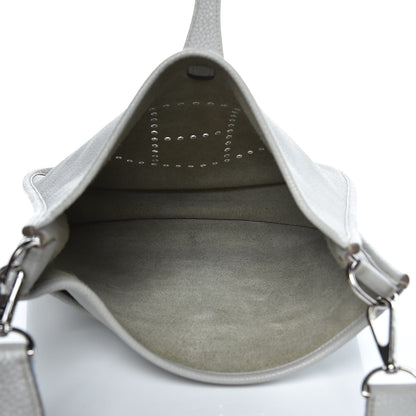 Hermes Taurillon Clemence Evelyne III PM Gris Perle Bleu Lin 5 of 12