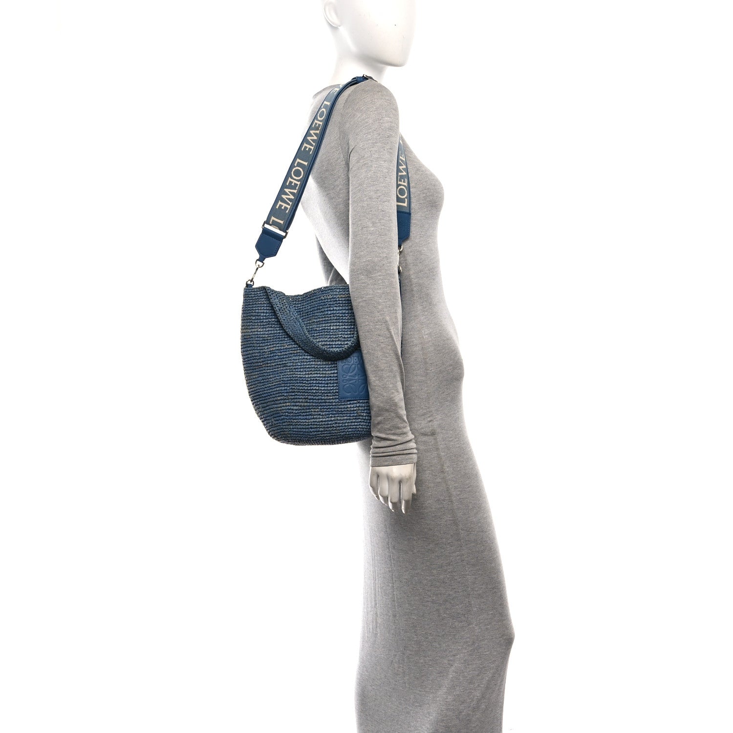Loewe Raffia Mini Slit Tote Bag Blue 2 of 10