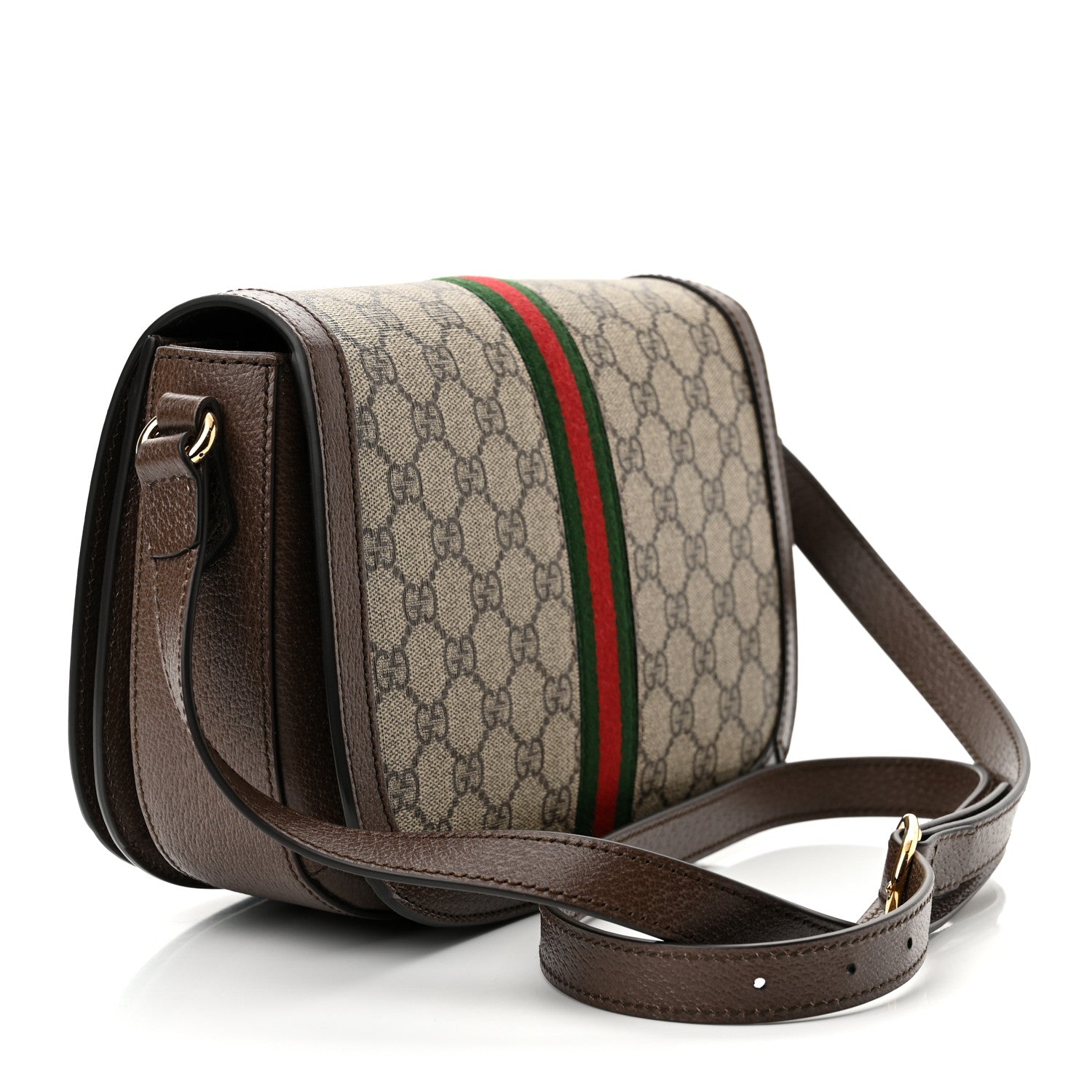 Gucci GG Supreme Monogram Web Small Ophidia Flap Messenger Bag Brown 3 of 10