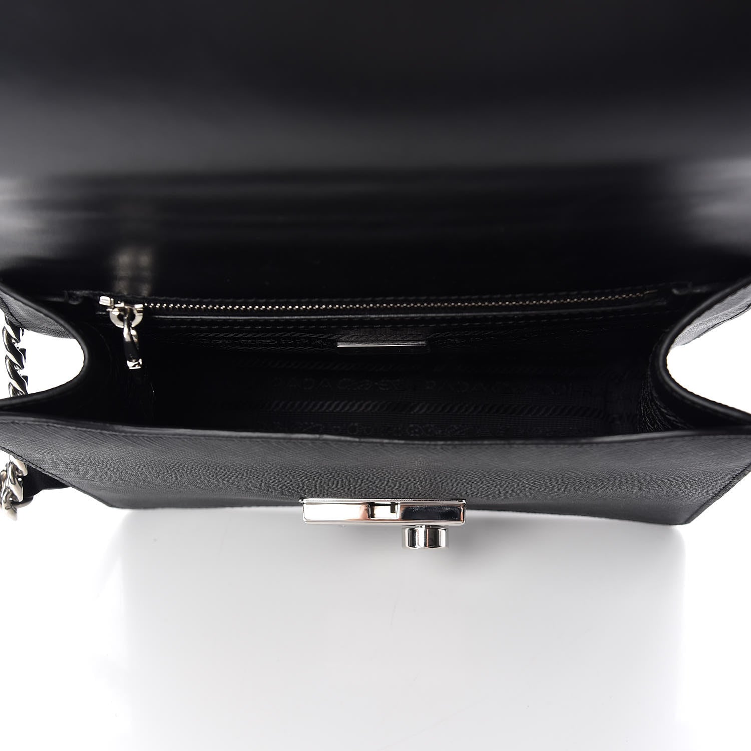 Prada Saffiano Pattina Crossbody Bag Black 5 of 9