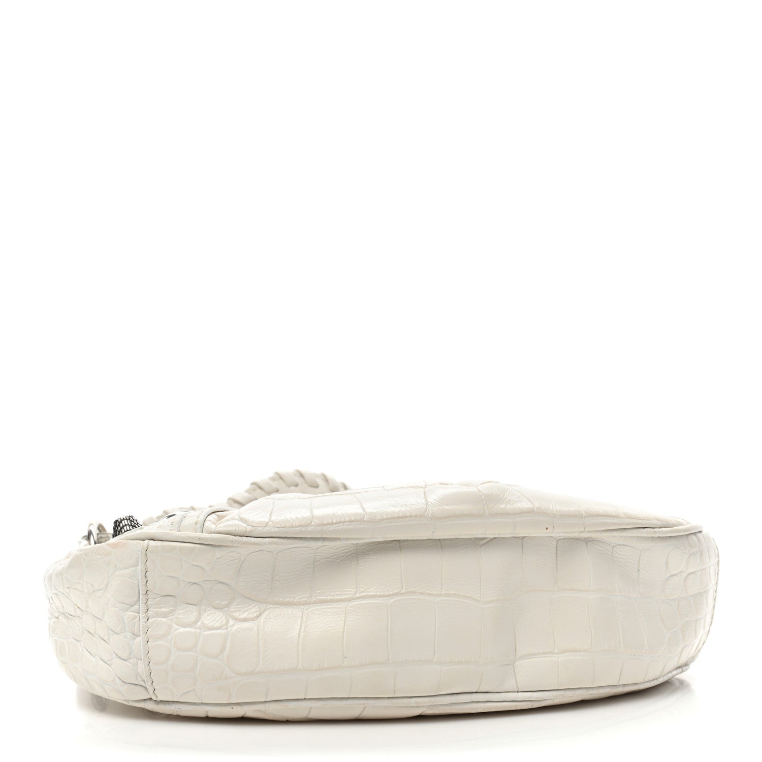 Balenciaga Extra Supple Calfskin Crocodile Embossed Le Cagole Shoulder Bag XS White 4 of 16