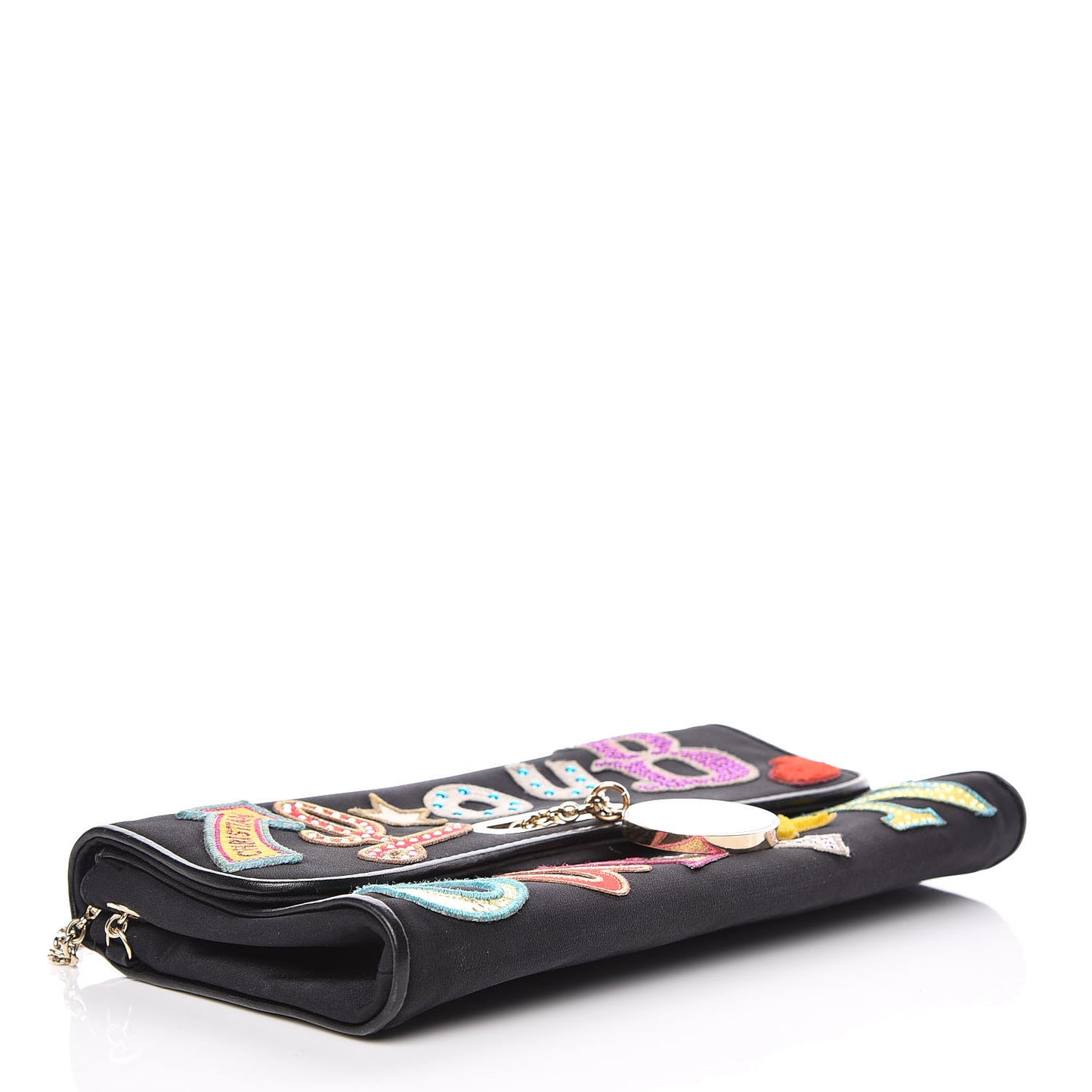 Canvas Patch Letters Riviera Clutch Black