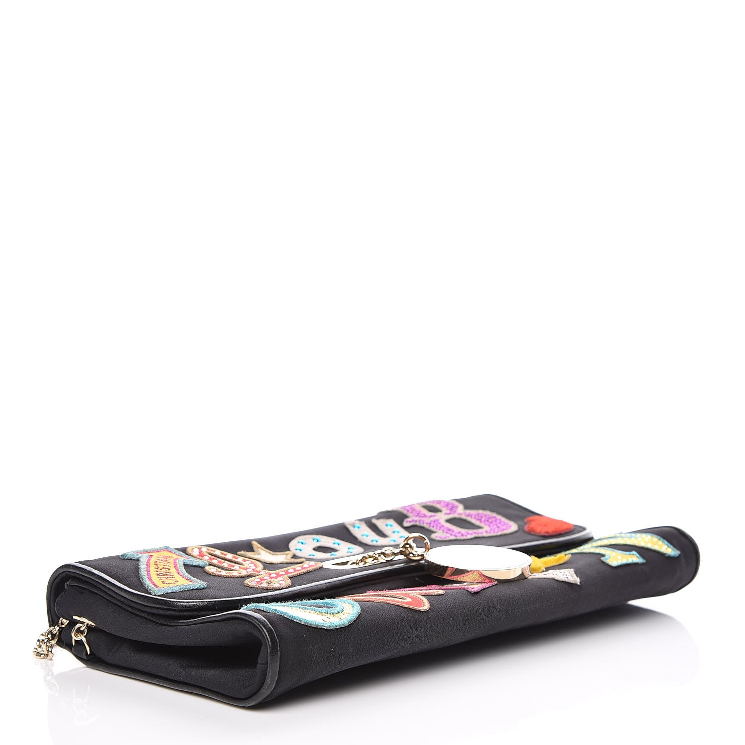 Christian Louboutin Canvas Patch Letters Riviera Clutch Black 4 of 12