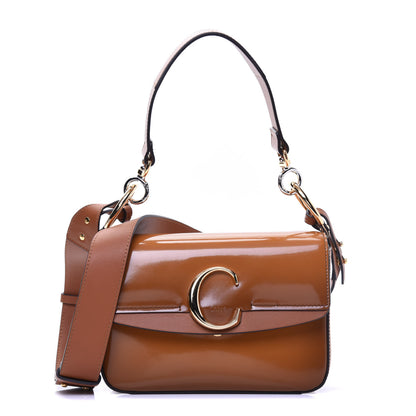 Chloe Spazzolato Sfumato Calfskin Small C Double Carry Autumnal Brown 1 of 18