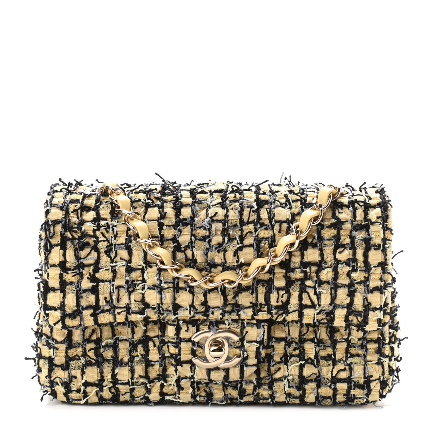 Chanel Tweed Quilted Mini Rectangular Flap Yellow Black 1 of 11