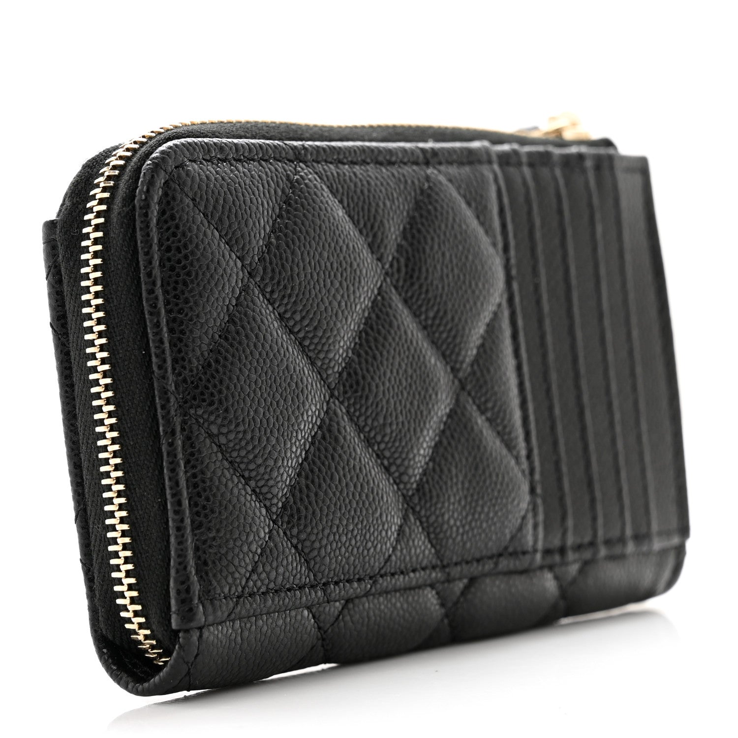 Chanel Caviar Quilted CC Zip Around Card Holder Black 3 of 8