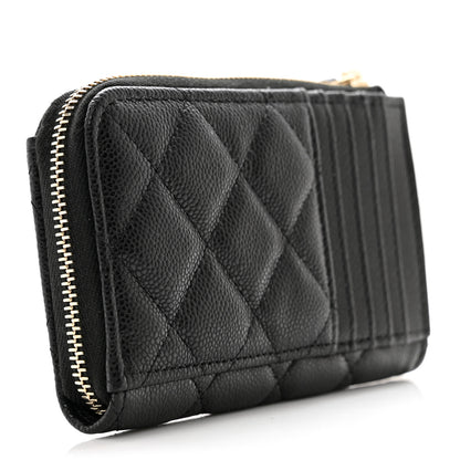 Chanel Caviar Quilted CC Zip Around Card Holder Black 3 of 8