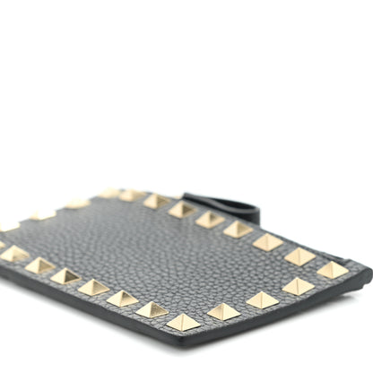 Valentino Garavani Pebbled Calfskin Rockstud Coin Case Card Holder Black 9 of 9