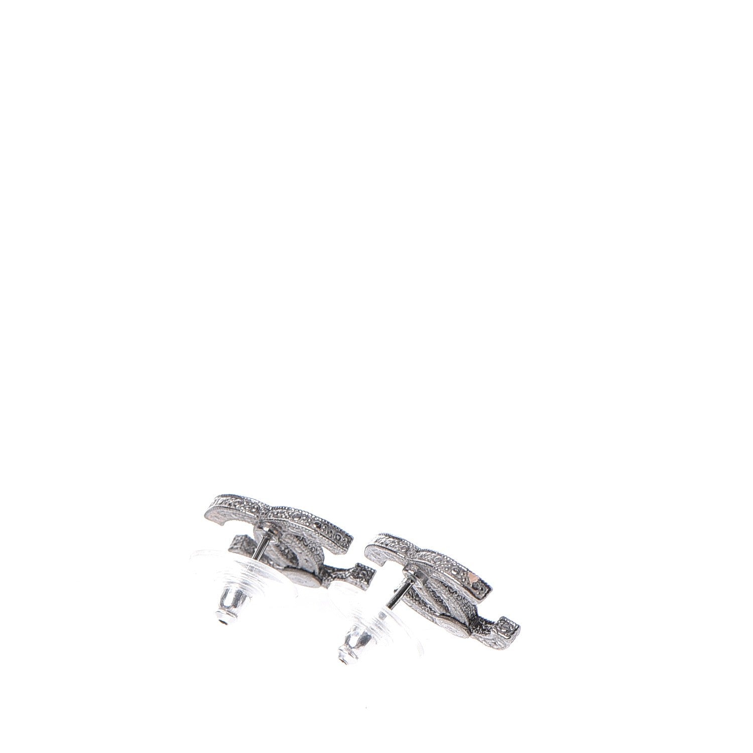 Chanel Crystal Star CC Earrings Silver Grey 3 of 6