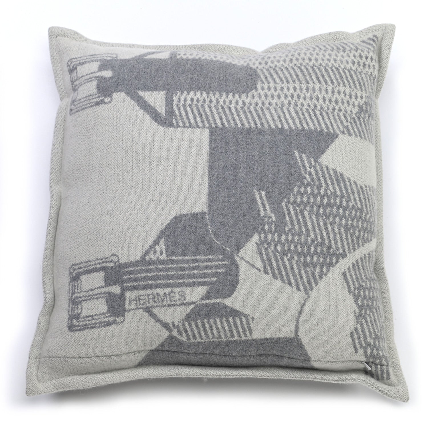 Hermes Merino Wool Les Sangles Pillow Gris 4 of 6