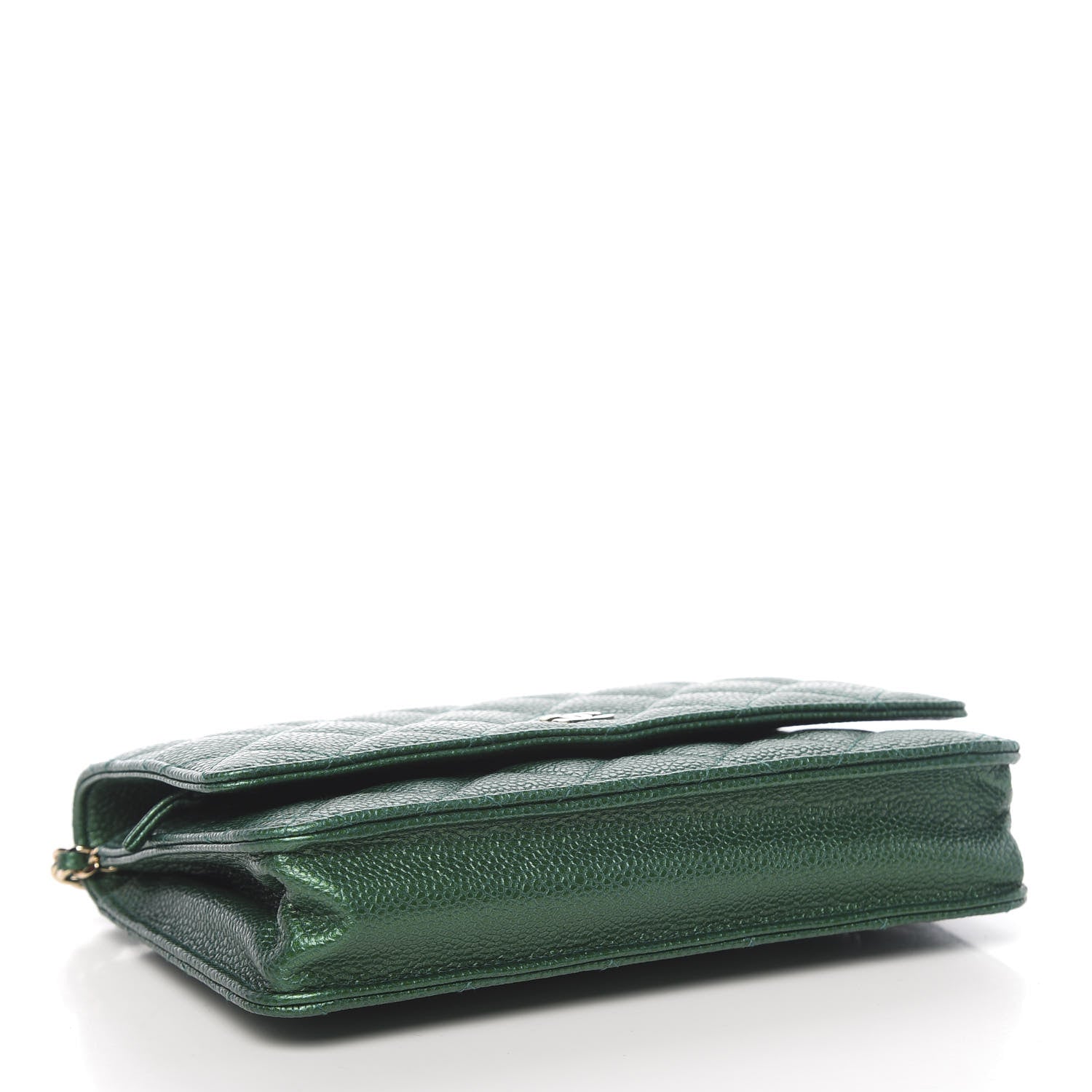 Chanel Metallic Caviar Quilted Wallet On Chain WOC Green 4 of 12