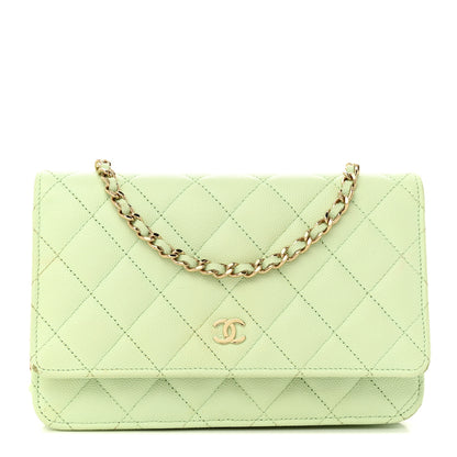 Chanel Caviar Quilted Wallet on Chain WOC Light Green 1 of 20