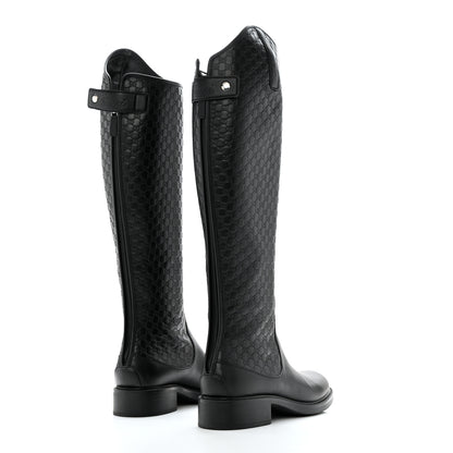 Gucci Microguccissima Knee High Riding Boots 37.5 Black 4 of 11