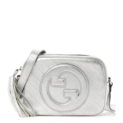 Gucci Metallic Sakai Be Green Calfskin Diagonal Stitched Small Blondie Shoulder Bag Silver 1 of 13