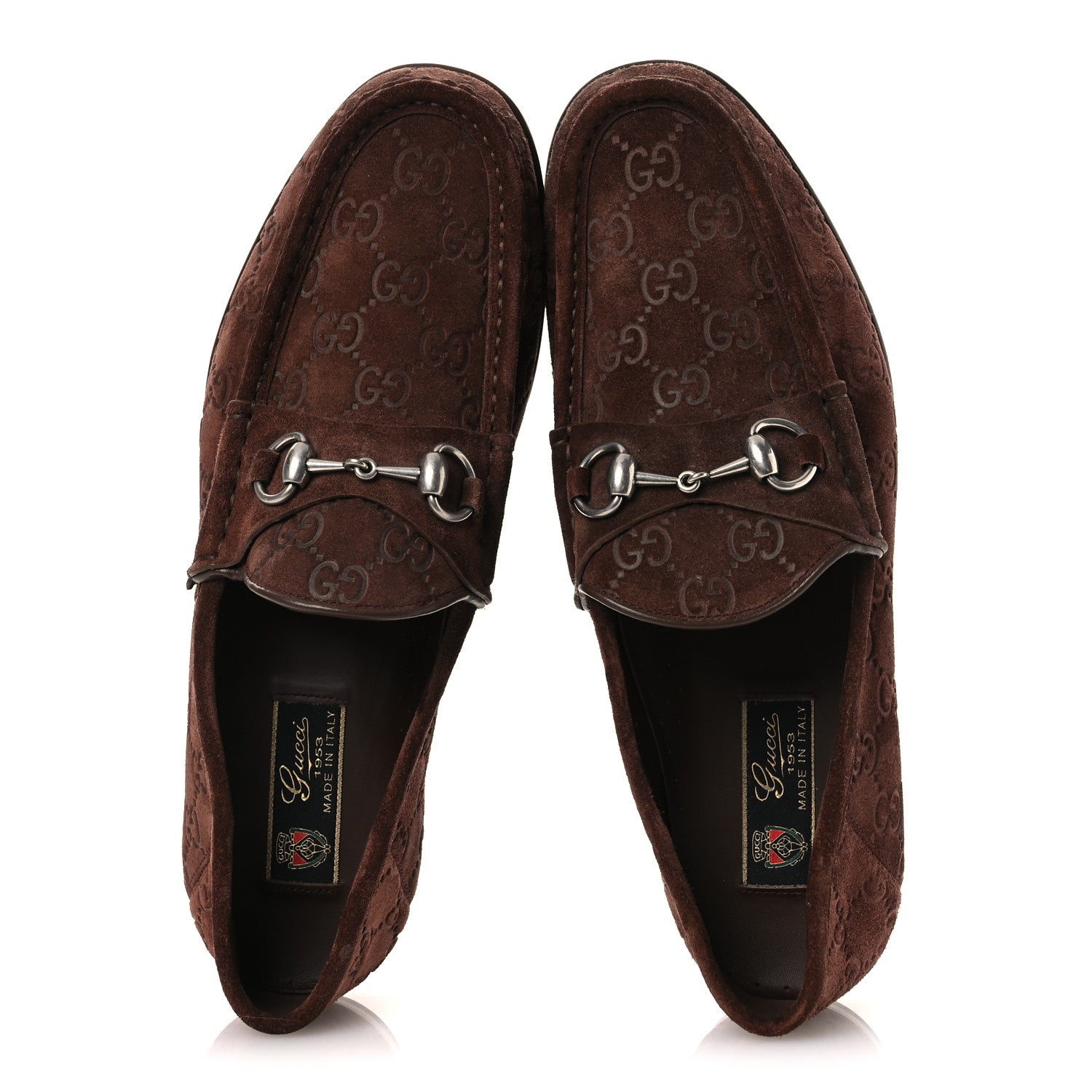 Gucci Suede GG Monogram Horsebit Mens Loafers 9 Brown 2 of 11