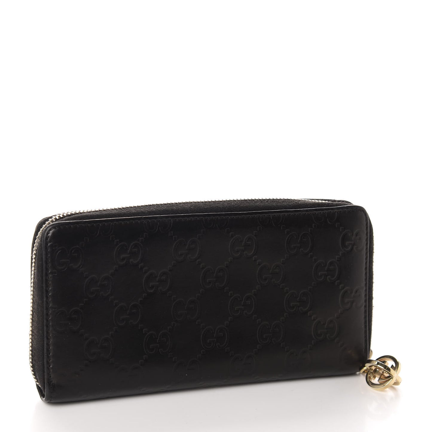 Guccissima Large Twins Zip Around Wallet Black