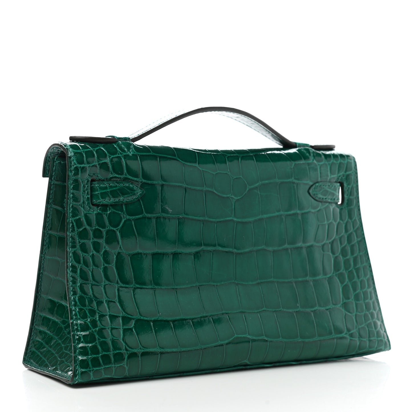 Shiny Alligator Kelly Pochette Vert Emeraude