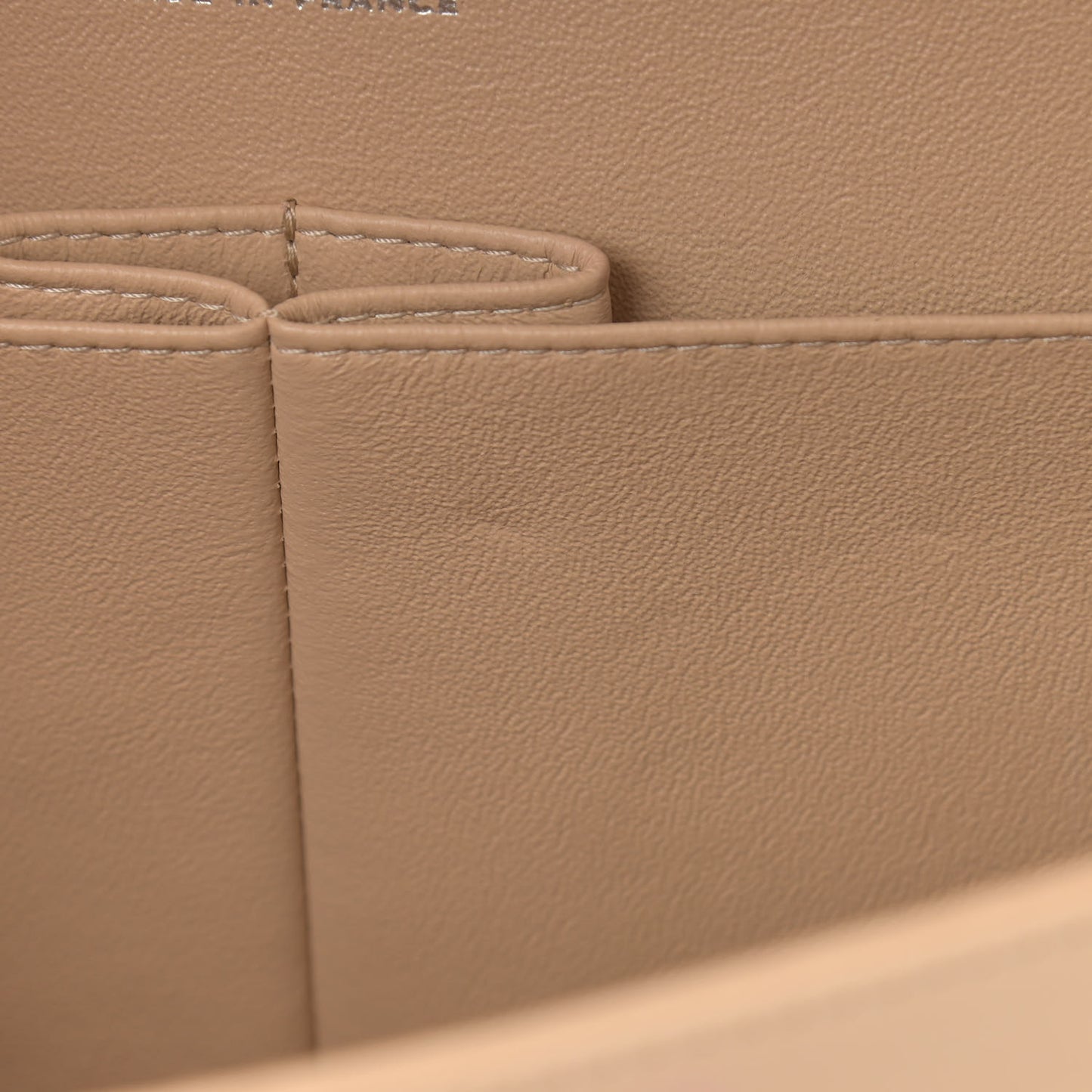 Lambskin Quilted Jumbo Double Flap Beige