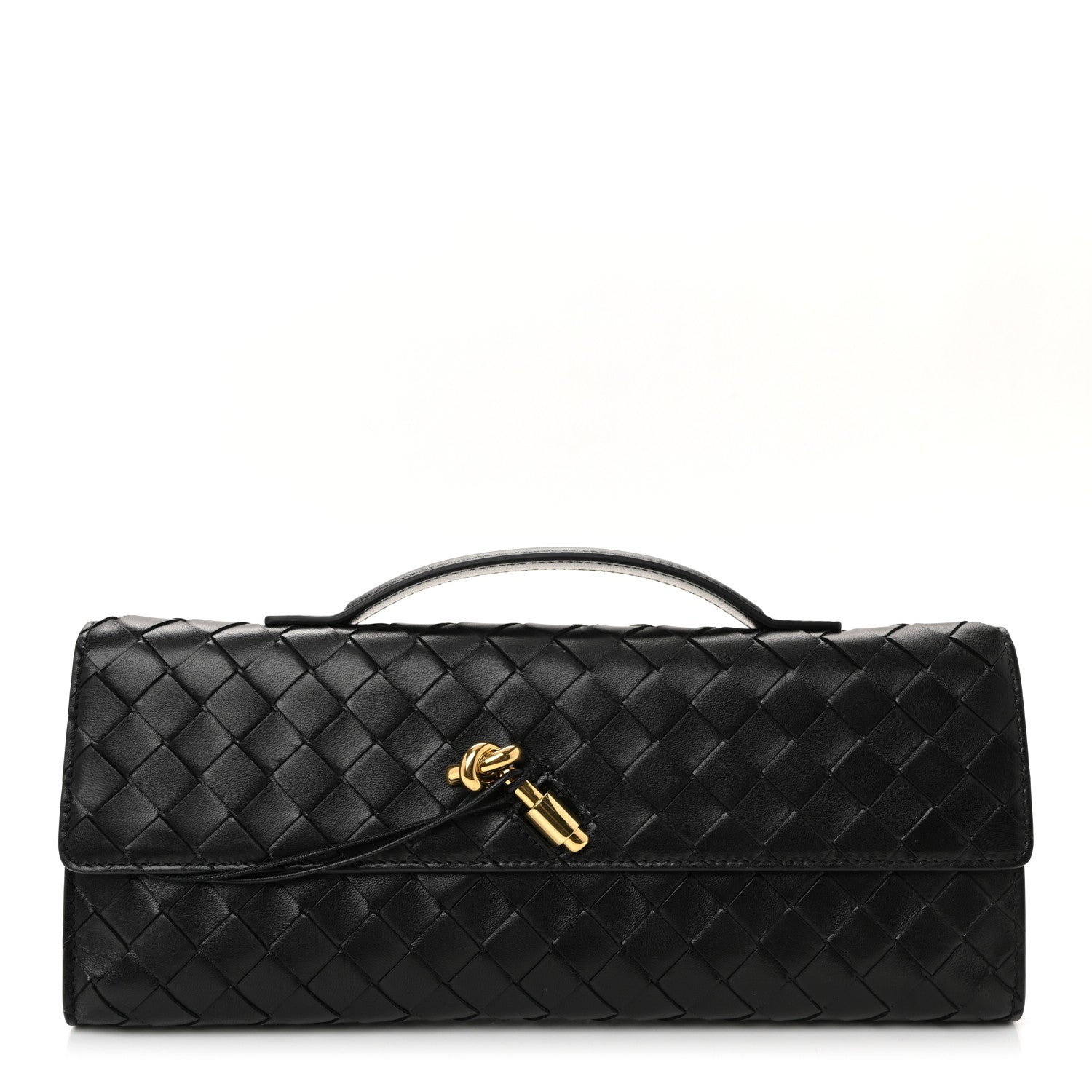 Bottega Veneta Nappa Intrecciato Long Andiamo Top Handle Clutch Black 1 of 6