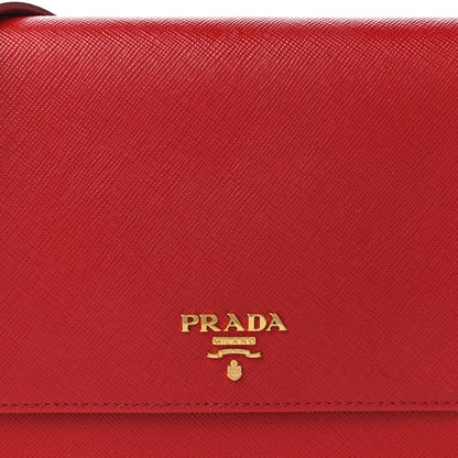 Prada Saffiano Metal Mini Crossbody Wallet Rosso 10 of 12