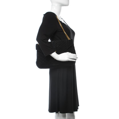 Saint Laurent Suede Mixed Matelasse Triquilt Large Monogram Envelope Satchel Black 2 of 19