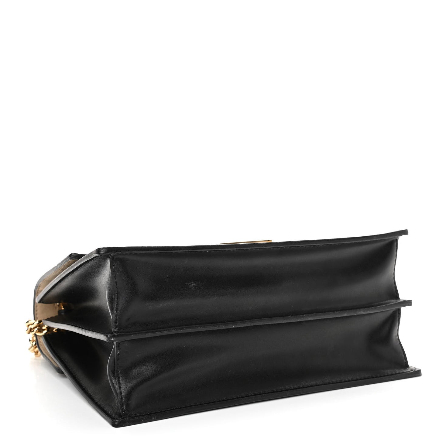 Vitello Liberty Bi-Color FF 1974 Embossed Chain Strap Kan U Shoulder Bag Black Maya