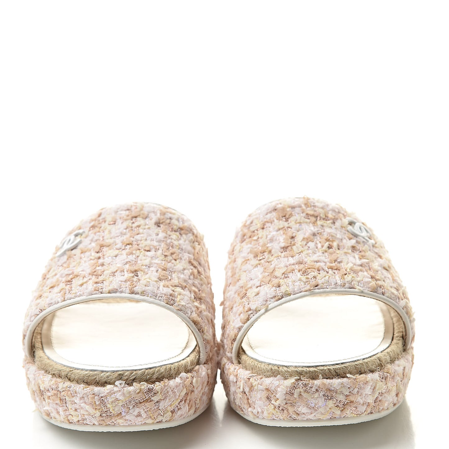 Tweed CC Mules 40 Pink Beige White