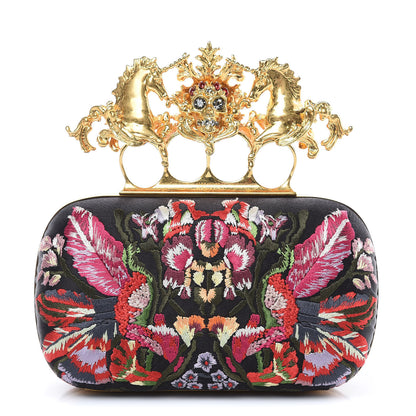 Alexander McQueen Embroidered Unicorn Knuckle Duster Box Clutch Multicolor 1 of 8