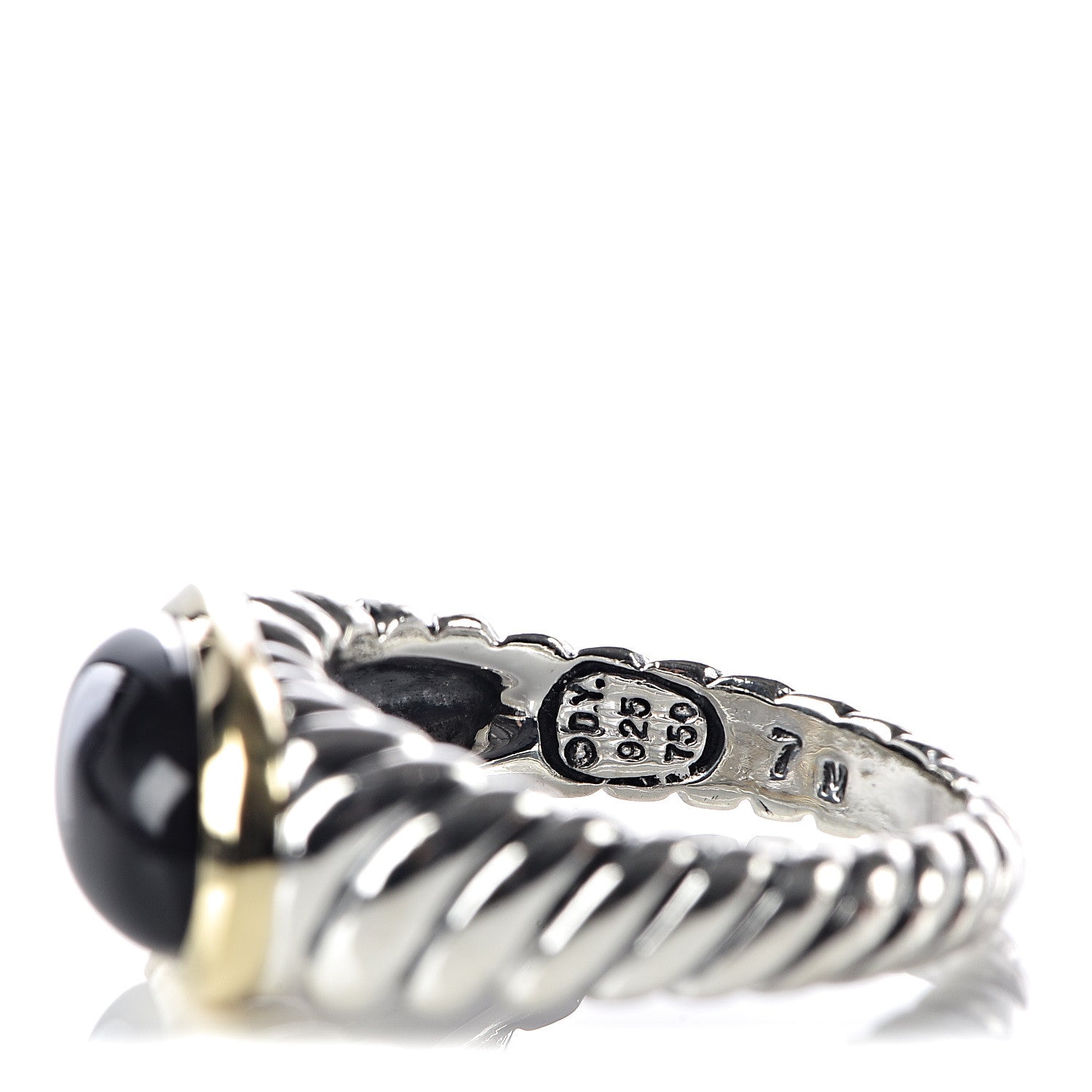 David Yurman Sterling Silver 18K Yellow Gold Black Onyx Ring 54 7 5 of 5