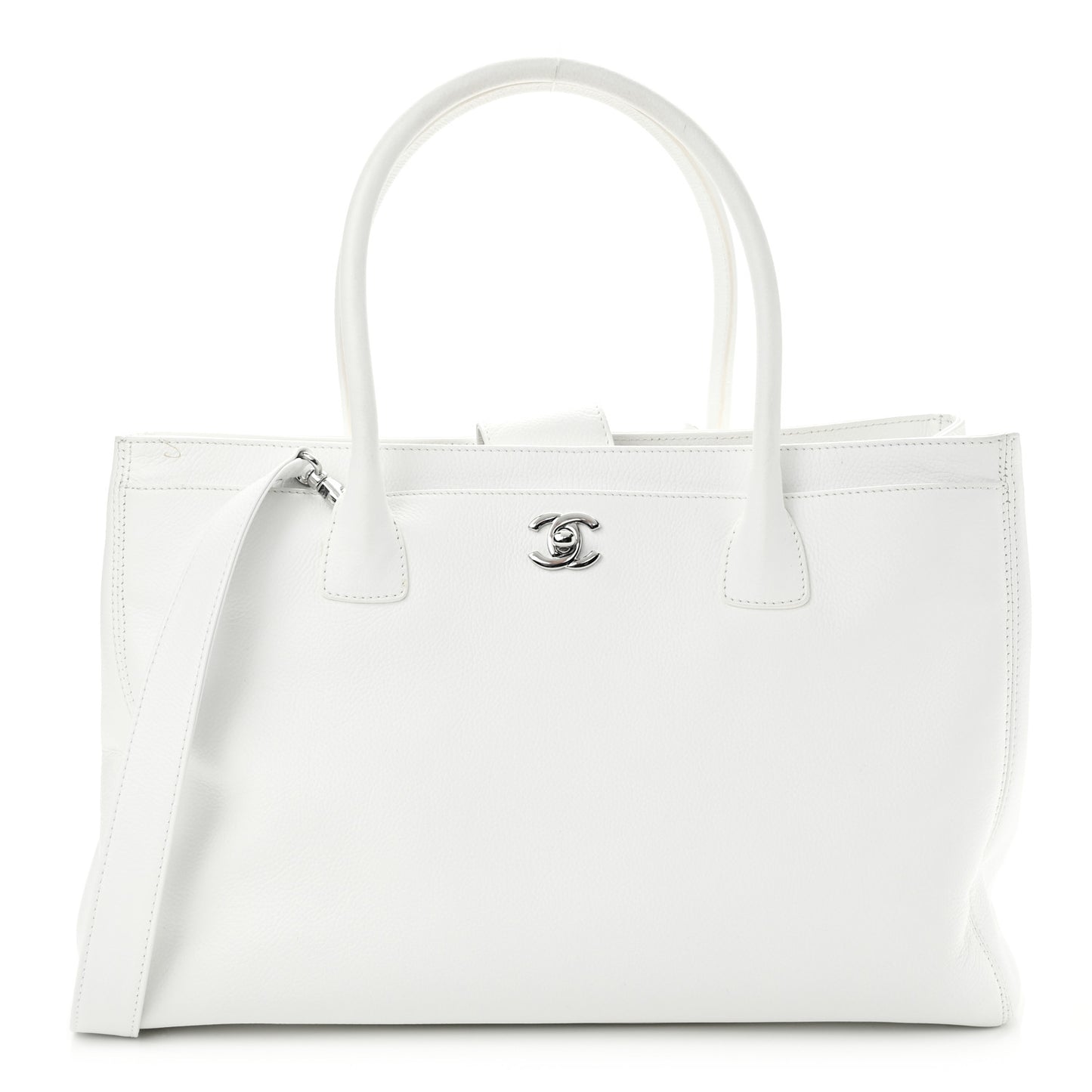Calfskin Cerf Executive Shopper Tote White