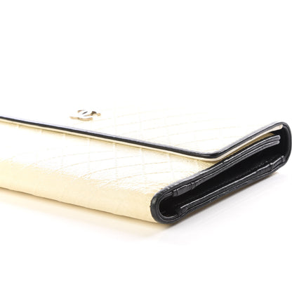 Chanel Calfskin Diamond Embossed Long Flap Wallet White 6 of 9