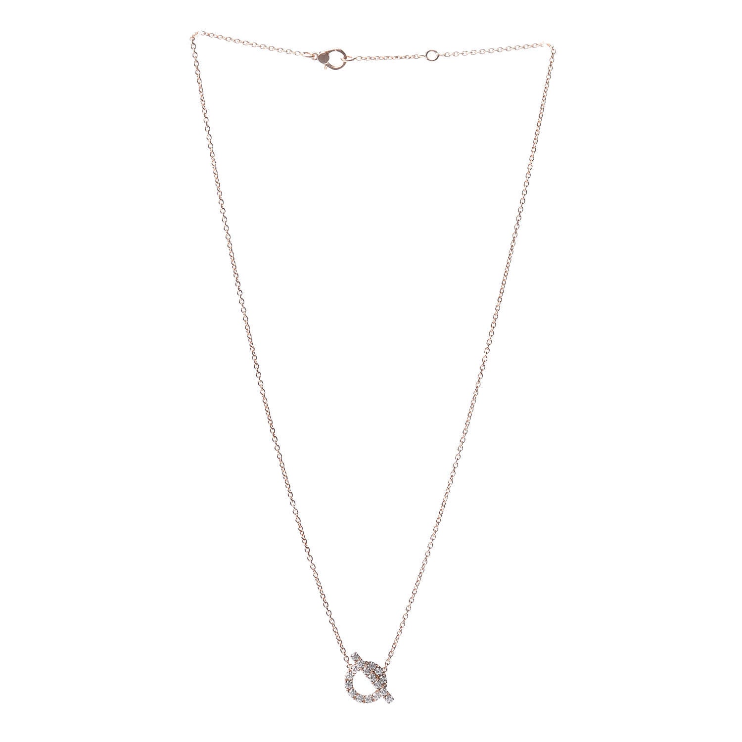 Hermes 18K Rose Gold Diamond Finesse Pendant Necklace 3 of 4