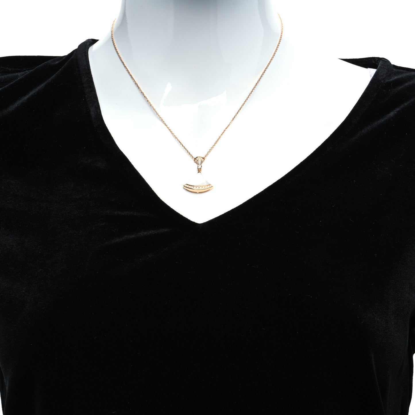 18K Rose Gold Diamond Large Mother of Pearl Divas' Dream Pendant Necklace
