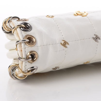 Chanel Calfskin Square Quilted Grommet Embellished Piercing Chic Clutch White 18 of 18