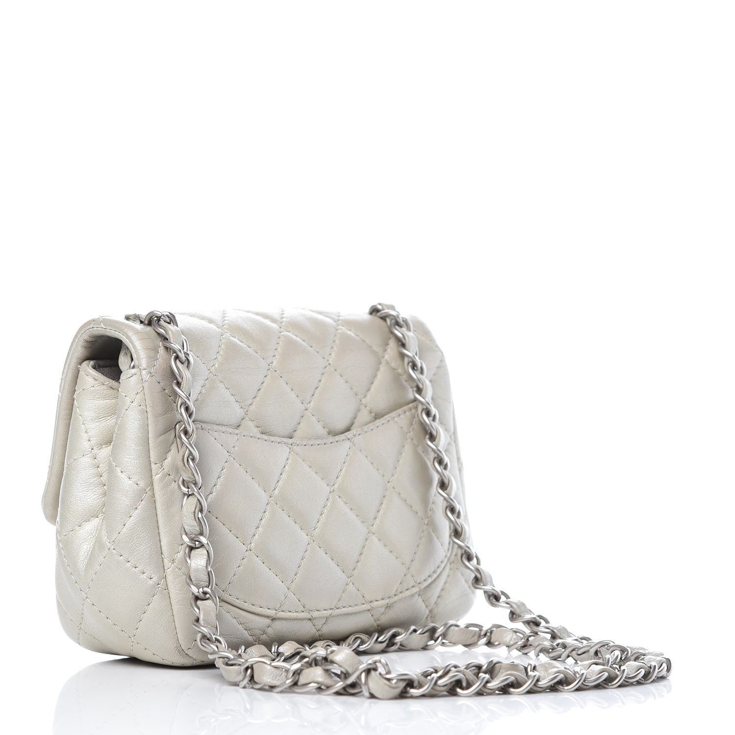 Chanel Metallic Lambskin Quilted Mini Square Flap Silver 3 of 9