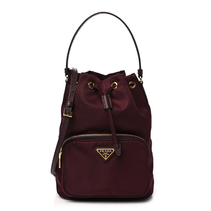 Prada Re-Nylon Saffiano Duet Bucket Crossbody Bag Bordeaux 1 of 10
