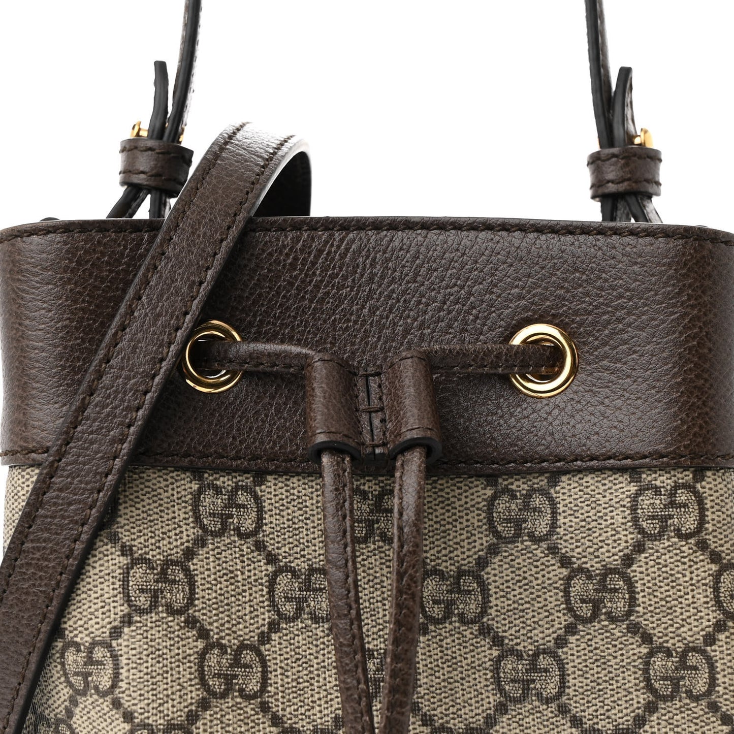 GG Supreme Monogram Web Small Ophidia Bucket Bag Brown