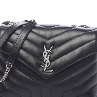 Saint Laurent Calfskin Y Quilted Monogram Small Loulou Chain Satchel Black 7 of 9