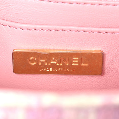 Chanel Tweed Handle Crush Top Handle Flap Bag Pink Ecru 6 of 10
