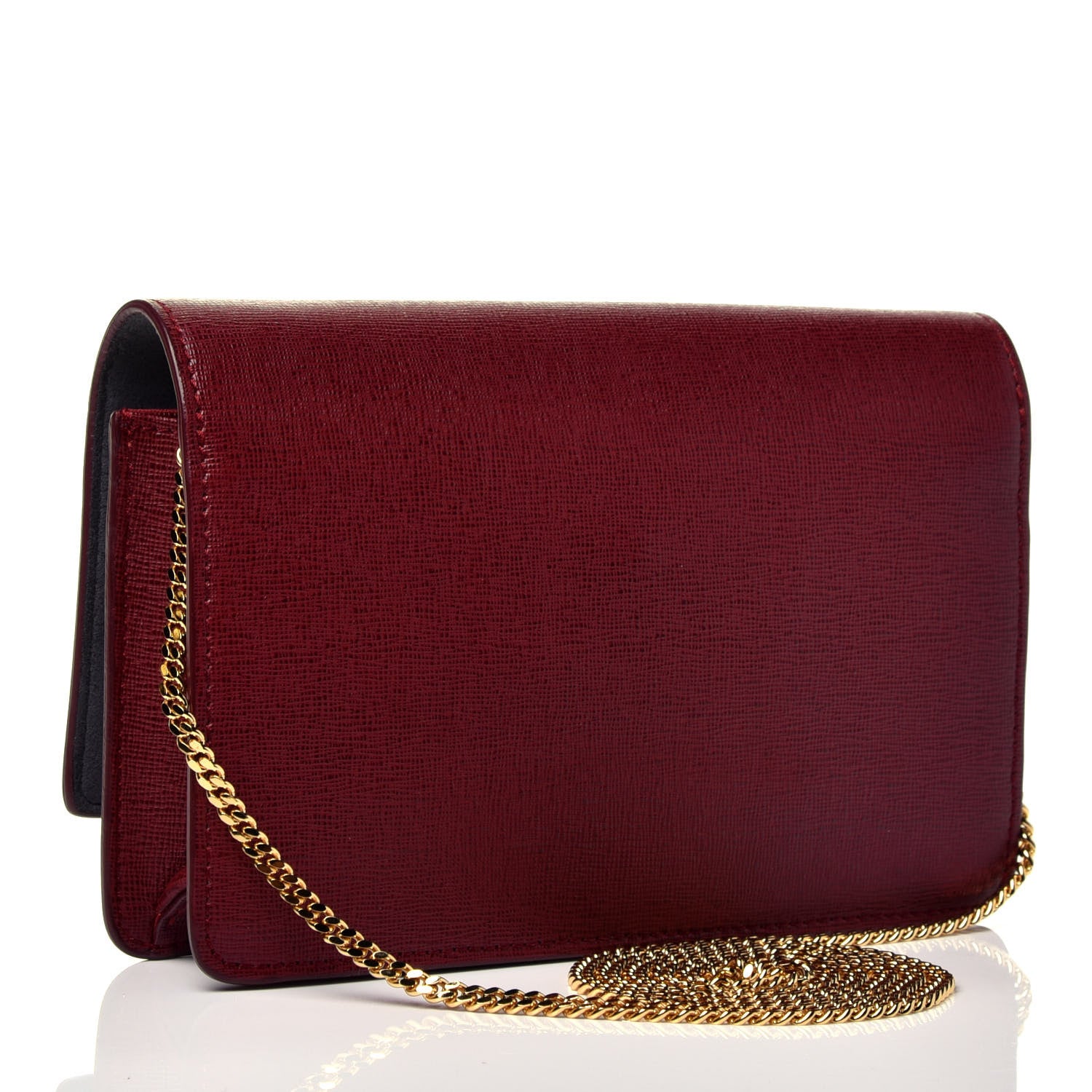 Fendi Vitello Elite Crystal Fendi Loves Monster Eyes Tube Wallet on Chain Rosso Scuro Multicolor 3 of 9
